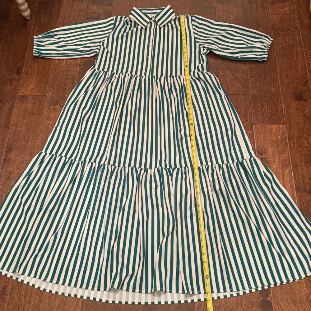 NWOT Green and White Striped Dress - Large - Picture 3 of 5